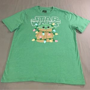 Star Wars Baby Yoda Christmas Lights T-Shirt Size Large
